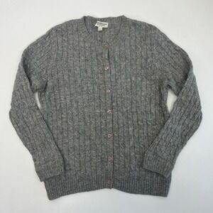 Norm Thompson 100% Wool Cardigan Cable Knit Button Front Sweater Fisherman XLP
